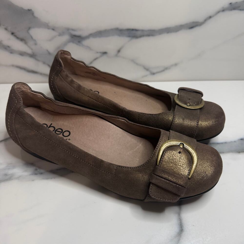 Abeo Wmn Brown Metallic Leather Trina Ballet Flat Sz 8.5 N Comfort Closet Staple
